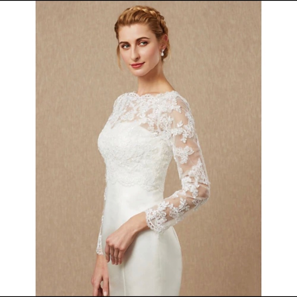 Long Sleeve Bridal Lace Bolero Dress Topper